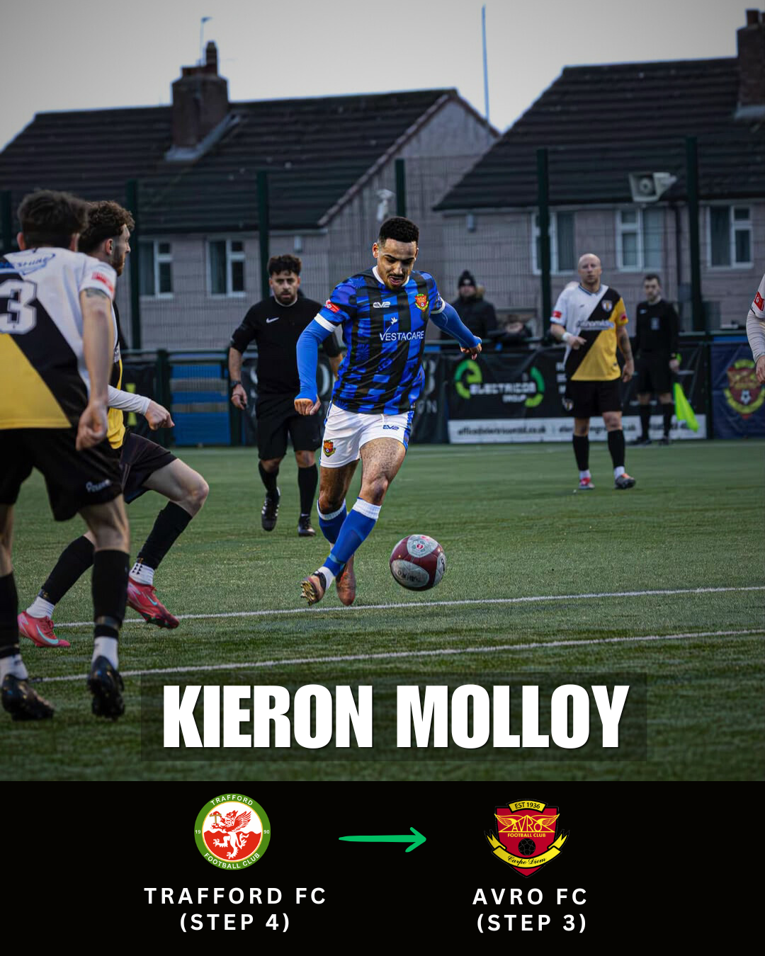 Kieron Molloy — Trafford FC (Step 4) to Avro FC (Step 3)